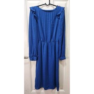 MAXI DRESS STRIPED RUFFLE SHOULDER HEM WAIST FULL-LENGTH DRESS SIZE 10